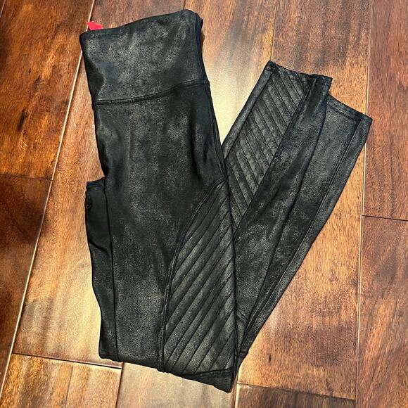 SPANX Women’s Black Leather-Look Leggings size Small - Picture 7 of 15